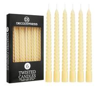 DECO EXPRESS Velas Decorativas Pack Velas de 3 o 6 Velas Larga Duracion Quemado 6 horas Sin Aroma Velas Anti Goteo (Marfil, Paquete de 6)