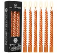DECO EXPRESS Velas Decorativas Pack Velas de 3 o 6 Velas Larga Duracion Quemado 6 horas Sin Aroma Velas Anti Goteo (Naranja Metalizado - Paquete de 6)