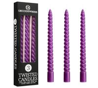 DECO EXPRESS Velas Decorativas Pack Velas de 3 o 6 Velas Larga Duracion Quemado 6 horas Sin Aroma Velas Anti Goteo (Morado, Paquete de 3)