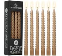 DECO EXPRESS Velas Decorativas Pack Velas de 3 o 6 Velas Larga Duracion Quemado 6 horas Sin Aroma Velas Anti Goteo (Marrón - Paquete de 6)