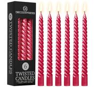 DECO EXPRESS Velas Decorativas Pack Velas de 3 o 6 Velas Larga Duracion Quemado 6 horas Sin Aroma Velas Anti Goteo (Rojo metalizado - Paquete de 6)