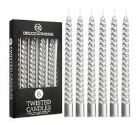 DECO EXPRESS Velas Decorativas Pack Velas de 3 o 6 Velas Larga Duracion Quemado 6 horas Sin Aroma Velas Anti Goteo (Plata, Paquete de 6)