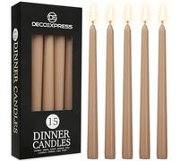 DECO EXPRESS Velas Decorativas - Set 6, 10, 15 o 50 Velas Larga Duracion sin Goteo, 8 Horas de Quema, sin Fragancia (Capuchino - Paquete de 15)