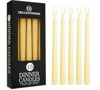 DECO EXPRESS Velas Decorativas - Set 6, 10, 15 o 50 Velas Larga Duracion sin Goteo, 8 Horas de Quema, sin Fragancia (Marfil, Paquete de 15)
