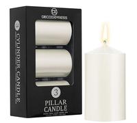 DECO EXPRESS Velas Larga Duracion, Velas Decorativas Pack de 3 Velas, Combustión de 30 Horas Sin Aroma (Blanco Metalizado - Paquete de 3)