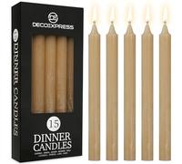 DECO EXPRESS Velas Rústicas Set de 15 Velas Larga Duracion 9 Horas Sin Fragancia Velas Decorativas Hecho a Mano (Capuchino - Paquete de 15)