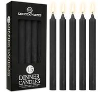 DECO EXPRESS Velas Rústicas Set de 15 Velas Larga Duracion 9 Horas Sin Fragancia Velas Decorativas Hecho a Mano (Negro - Paquete de 15)
