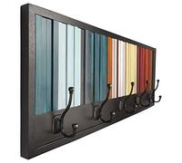 Deco Fluent - Perchero de Pared de Madera Natural Acacia, Perchero de 100x35cm con 5 Ganchos, Perchero de Madera Maciza para recibidor de Entrada.