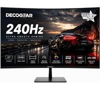 Deco Gear Monitor curvado para juegos de 27 pulgadas y 240 Hz, 1500R VA, FHD 1080p, HDR, 99% sRGB, sincronización adaptativa premium, 5 ms OD, HDMI y DisplayPort, modos FPS/RTS, compatible con PC y