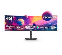 Deco Gear - Monitor de juegos curvo ultra ancho 5K de 49 pulgadas, 32:9, 120 Hz, 101% NTSC 100% sRGB, ajustable, oficina en casa y estación de trabajo de entretenimiento