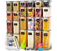 Deco haus Botes Cocina Almacenaje de Plástico - Cajas de Almacenamiento de Alimentos Reutilizables con Tapa Hermética - Recipientes para alimentos Set de 24 -Tarros sin BPA - 0,8L 1,4L 2L 2,8L