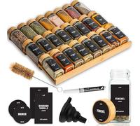 Deco haus® Cajón especiero [CON 24 BOTES DE ESPECIAS Y ETIQUETAS] - cajón para especias - organizador para cajones de especias - Organizador Cocina Cajones - organizador de especias