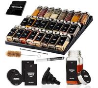 Deco haus® Cajón especiero [CON 24 BOTES DE ESPECIAS Y ETIQUETAS] - cajón para especias - organizador para cajones de especias - Organizador Cocina Cajones - organizador de especias