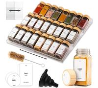 Deco haus® Cajón especiero [CON 24 BOTES DE ESPECIAS Y ETIQUETAS] - cajón para especias - organizador para cajones de especias - Organizador Cocina Cajones - organizador de especias