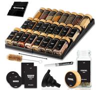Deco haus® Cajón especiero [CON 24 BOTES DE ESPECIAS Y ETIQUETAS] - cajón para especias - organizador para cajones de especias - Organizador Cocina Cajones - organizador de especias