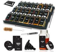 Deco haus® Cajón especiero de metal [CON 24 BOTES DE ESPECIAS Y ETIQUETAS] - cajón para especias - organizador para cajones de especias - Organizador Cocina Cajones - organizador de especias