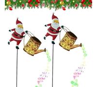 Deco Noel, Linterna de Navidad Santa Claus Solar, regadera solar colgante de metal de Santa Claus con luz LED, decoración luminosa de Navidad al aire libre IP65 impermeable para camino, patio y