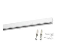 Deco-Raum Riel de cortina a medida de aluminio, carril interior, cuadrado, plano, fijación al techo, barra de cortina, riel interior, barra para cortinas con pestillo tensor, blanco, 450 cm, dividido