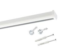 Deco-Raum Riel de cortina a medida de aluminio, carril interior, cuadrado, plano, fijación al techo, barra de cortina, riel interior para cortinas con pestillo tensor, blanco, 280 cm, dividido,