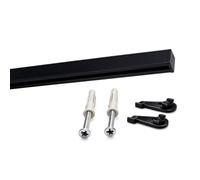 Deco-Raum Riel de cortina a medida de aluminio, carril interior cuadrado, plano, fijación al techo, barra de cortina, riel interior, barra para cortinas con pestillo tensor, negro, 180 cm, cuadrado