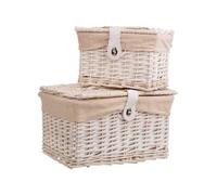 DECO-STYLE Baules de mibmre lac forrados set 2 pzas. Blanco Variante única