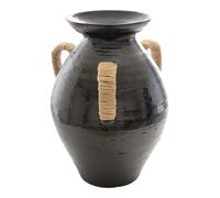 DECO-STYLE Florero ceramica asas forrado. Negro
