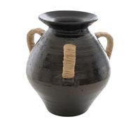 DECO-STYLE Florero ceramica asas forrado. Negro