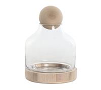 DECO-STYLE Jarron cristal madera 18x18x24 con bola. Natural