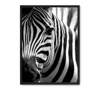 DECOALMA Cuadro Decorativo, Póster Zebra Close Up, Arte de Pared para Salón, 30x40x2 cm, 0.75 kg, Marco Negro MDF, Multicolor, Estilo Safari