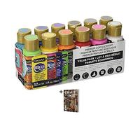 DecoArt Americana Acrylic Paint - 12 Ct Basic Assorted Acrylic Paints Value Pack - Medium Viscosity Water Based Multi Surface Acrylic Paint Set for Arts and Crafts, Wall Art, Model Kit Paint + E-Book