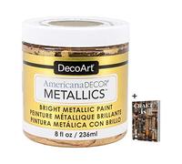 DecoArt Americana Decor Metallics - Pintura acrílica metálica de oro de 24 quilates, 8 onzas, pintura acrílica metálica de oro de 24 quilates, pintura a base de agua para artes y manualidades,