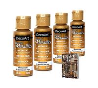 DecoArt Dazzling Metallics - Juego de 4 pinturas acrílicas doradas Glorious Gold - Suministros de pintura acrílica metálica dorada - Pintura multisuperficie, pintura nacarada para proyectos de arte, decoración del hogar, arte de la pared, libro electrónico