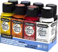 DecoArt Glass Paint Value Pack 8/Pkg-Primary/Basics PK BA, Principales/Fundamentos, 1 count (Pack of 1)