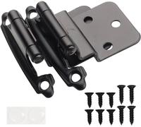 DecoBasics Bisagras de gabinete de 3/8 pulgadas negras (2 pares -4 piezas) Bisagras de gabinete de cierre automático negro mate para armarios de cocina con parachoques y tornillos mejorados