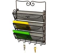 DecoBros - Organizador de pared de 3 niveles con soporte para llaves, color bronce