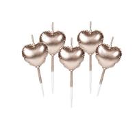 DECOCINO Meets Amira - Juego de 5 velas con forma de corazón, oro rosa, ideal para todas las tartas, tartas o magdalenas, día de la madre, regalo, corazón, decoración, vela de cumpleaños, decoración