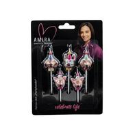 DECOCINO Meets Amira - Juego de velas para perros de fiesta, 5 piezas, imprescindible para todos los amantes de los perros, velas para perros con bonitos motivos, top para todas las tartas, tartas o