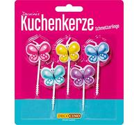DECOCINO Vela para tarta "mariposas", altura aprox. 7 cm, decoración para tartas, decoración de cumpleaños, 5 mariposas