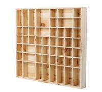 DECOCRAFT Estantería de madera con múltiples compartimentos, 51 secciones individuales para pequeños recuerdos, aceites esenciales, joyas de bricolaje, juguetes, coches, madera natural