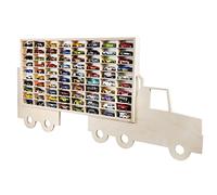 DECOCRAFT Vitrina compatible con Hot Wheels Lorry Design - Estantes de almacenamiento de juguetes con 80 ranuras - Caja de almacenamiento de madera resistente - Diseño moderno
