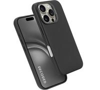 DECODED Funda de Cuero para iPhone 16 Pro, Hecha de Cuero Ecco Premium, Funda Compatible con MagSafe, Protección contra caídas, Funda para teléfono Resistente a arañazos, Botones metálicos, Negro