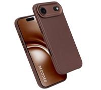 DECODED - Funda de piel para iPhone 17 Air, piel ECCO Premium, compatible con MagSafe, anillo de cámara protegido, botón de acción de cristal, protección contra caídas de 1,2 metros, color marrón