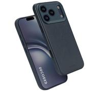 DECODED Funda de Cuero para iPhone 17, Cuero Ecco Premium, Compatible con Magsafe, Anillo de Cámara Protegido, Botón de Acción de Vidrio, Resistente a los Arañazos, Botones Metálicos, Negro