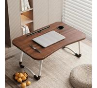 DECODEKO Bandeja para Cama Plegable, Mesa de Cama para Desayuno, Ideal para Portátil, Ordenador, Libros, Playa y Camping con Soporte para Portátil y Atril para Libros (Mod 1 Marrón Oscuro sin Cajón)