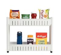 DECODEKO Carro Carrito Slim Estrecho Multiusos, por Ahorro De Espacio, con 4 Ruedas y 2 Cestos Niveles De Almacenamiento, para Cocina, Baño, Armario, Garage, Medidas 54x13x40cm