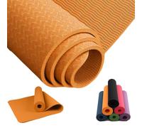 DECODEKO Esterilla de Yoga, Pilates y Fitness TPE Ecológico | Antideslizante, 3 Grosores, Sin Olor, Incluye Correa y Bolsa de Transporte 183x61 cm, Ideal para Deporte en Casa (Naranja, 0.6cm)