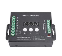 Decodificador LED con pantalla digital de 4 canales, controlador DMX512 RGBW, decodificador de voltaje constante con 15 efectos integrados para iluminación de escenario, entrada de