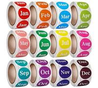 Decoendiy Etiquetas adhesivas para el mes, etiquetas de 12 meses del año, etiquetas autoadhesivas mensuales de puntos de codificación de colores de 2.5 cm, 12 rollos de calcomanías de puntos redondos,