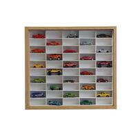 Decographics | Estante Expositor H50 | Compatible con Hot Wheels | Capacidad 50 Coches | Vitrina para colección | Organizador de Coches (Roble Interior Blanco)