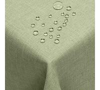 DecoHomeTextil Aspecto de lino, color a elegir - rectangular 110x160 BZW.160x110 BZW. 110x160 cm, verde claro/verde con efecto loto mantel con protección antimanchas, verde claro,verde TD rectangular